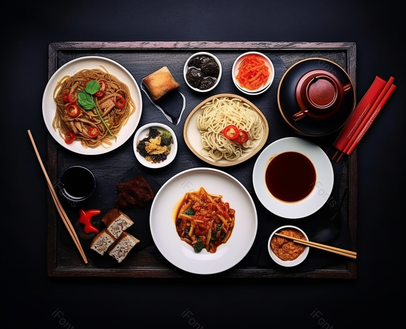 暗色俯视视角精致好看摆盘美食摄影拍摄背景,高清,摄影图,摄影图片,图片大全,摄影图免费下载